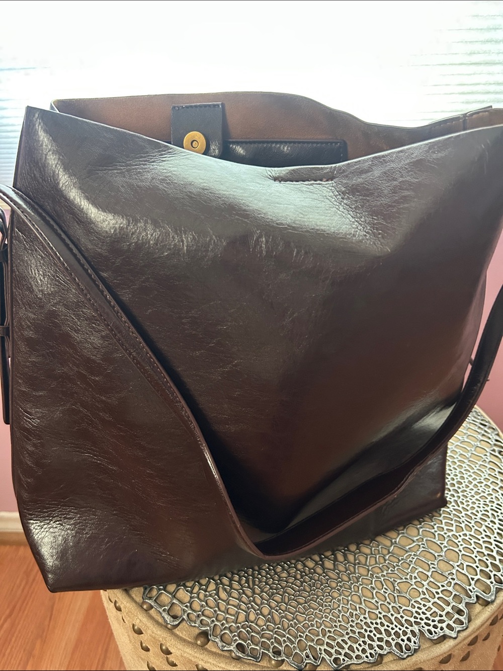 Zara Dark Brown Leather Tote Bag